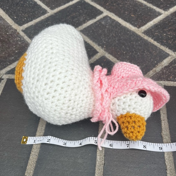 Hand Crocheted Carla the White Goose with Bonnet Stuffed Animal Plushie! - Picture 14 of 14